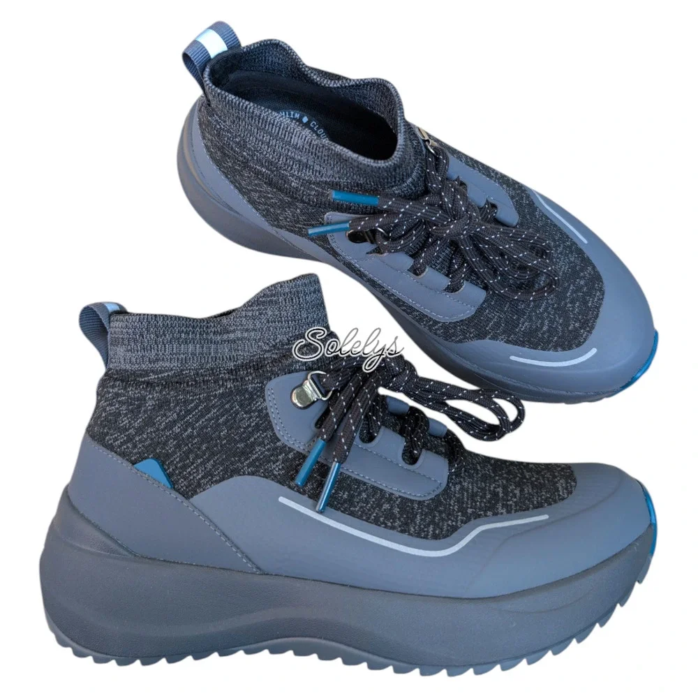 Vessi Stormburst High Womens 6 Peak Black Waterproof DymaTex Knit Sneaker Boot